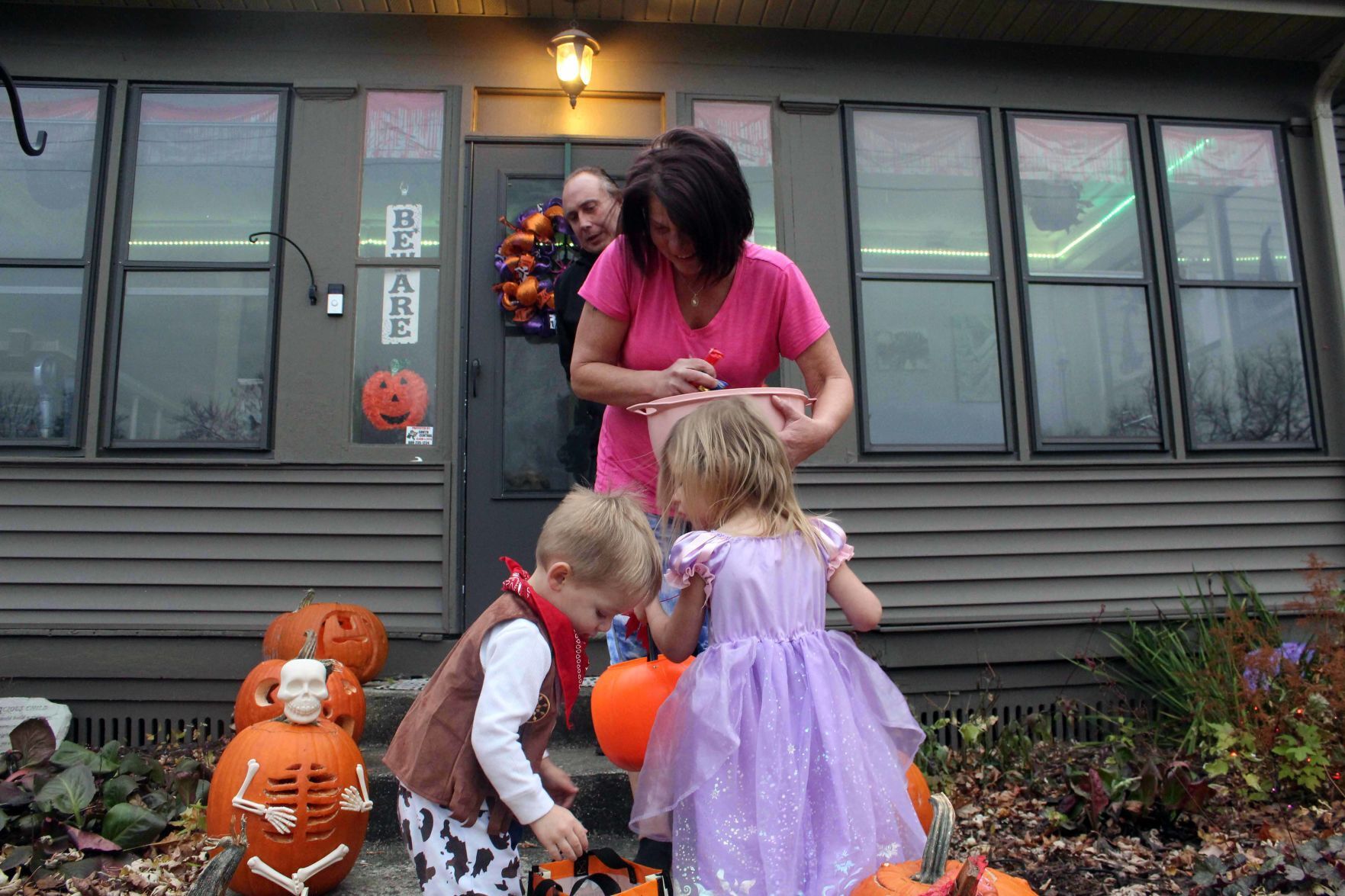 Kristine hands out candy